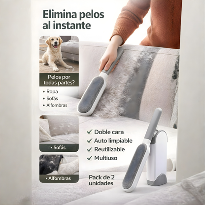 Cepillo Quitapelo Doble Cara Con Funda Auto Limpiante