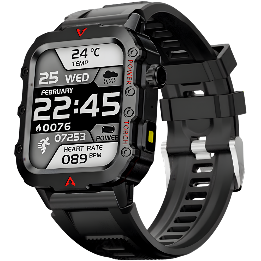 Outdoor Sports Smartwatch with LED Flashlight