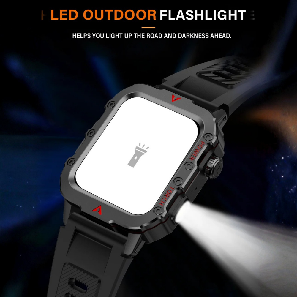 Outdoor Sports Smartwatch with LED Flashlight