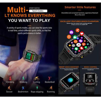 Outdoor Sports Smartwatch with LED Flashlight