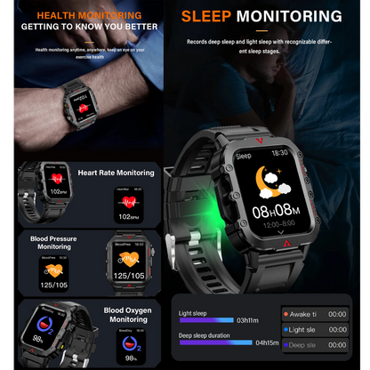 Outdoor Sports Smartwatch with LED Flashlight