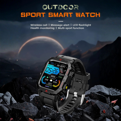 Outdoor Sports Smartwatch with LED Flashlight